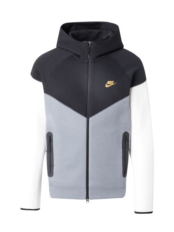 Nike Sportswear Nike Sportswear Jopa na zadrgo 'TCH FLEECE'  bazaltno siva / črna / bela