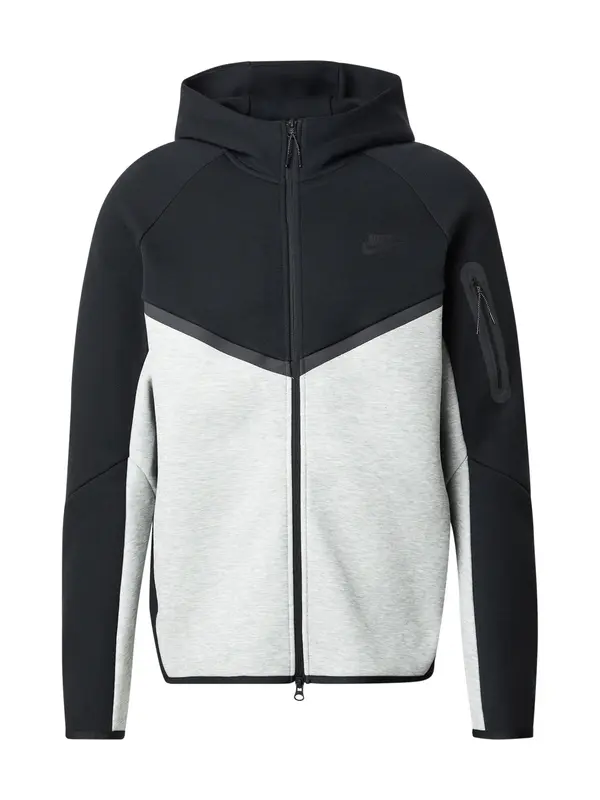 Nike Sportswear Nike Sportswear Jopa na zadrgo 'TECH FLEECE'  svetlo siva / črna