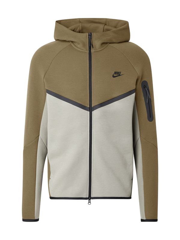 Nike Sportswear Nike Sportswear Jopa na zadrgo 'TECH FLEECE'  svetlo siva / oliva / črna