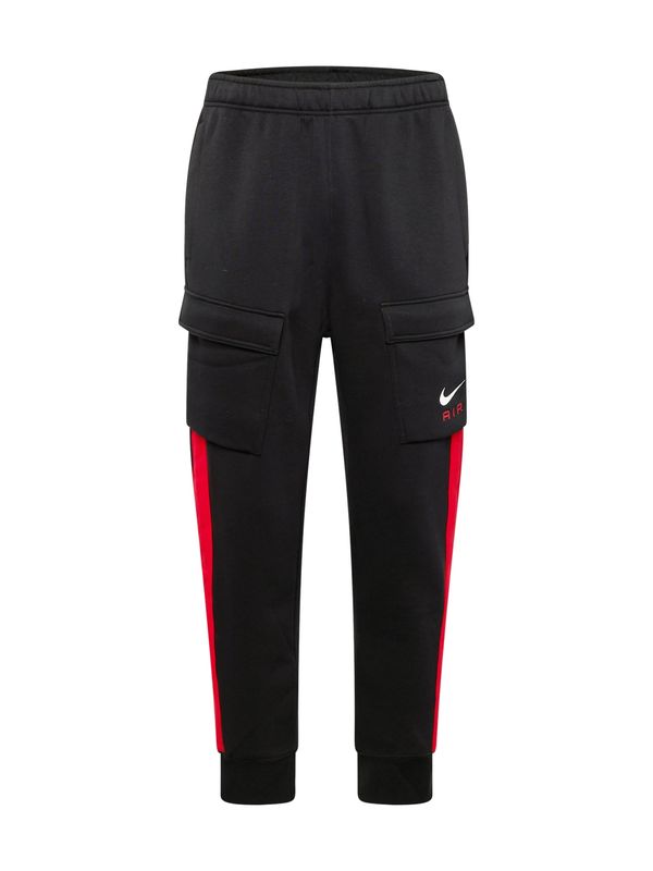 Nike Sportswear Nike Sportswear Kargo hlače 'AIR'  rdeča / črna / bela