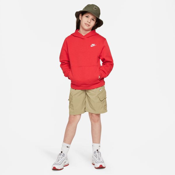 Nike Sportswear Nike Sportswear Majica 'Club Fleece'  ognjeno rdeča / bela