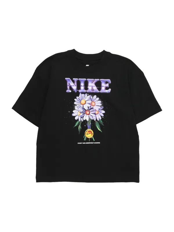 Nike Sportswear Nike Sportswear Majica 'FLOWERS'  zelena / vijolično modra / črna / bela