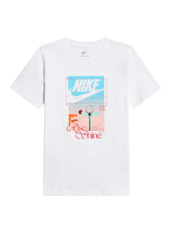 Nike Sportswear Nike Sportswear Majica 'RISE AND SHINE'  turkizna / svetlo modra / rdeča / bela