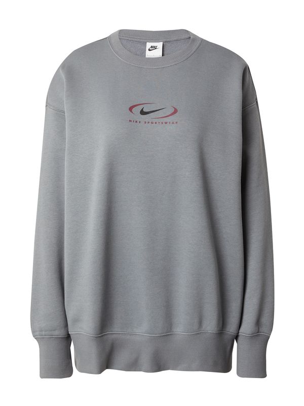 Nike Sportswear Nike Sportswear Majica 'Swoosh'  pegasto siva / burgund / črna