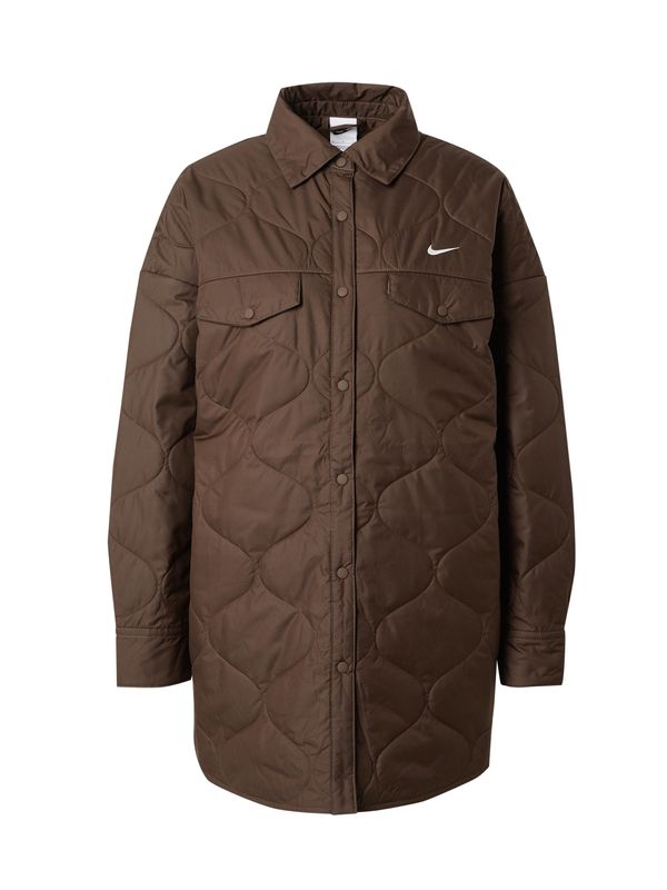 Nike Sportswear Nike Sportswear Prehodna jakna 'ESSNTL'  temno rjava / bela