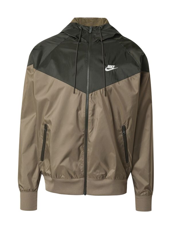 Nike Sportswear Nike Sportswear Prehodna jakna 'Heritage Essentials'  kaki / oliva / bela