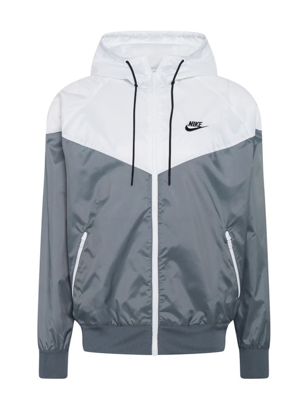 Nike Sportswear Nike Sportswear Prehodna jakna 'Heritage Essentials'  svetlo siva / temno siva / bela