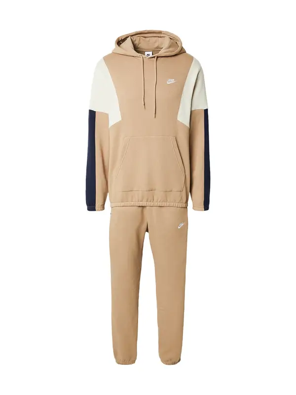 Nike Sportswear Nike Sportswear Trenirka za tek 'CLUB FLEECE'  bež / slonovina / temno modra / bela