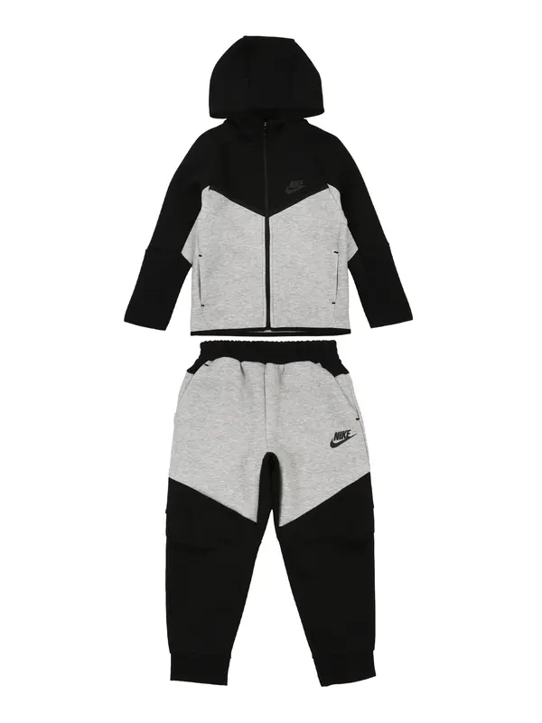 Nike Sportswear Nike Sportswear Trenirka za tek 'TECH FLEECE'  svetlo siva / črna