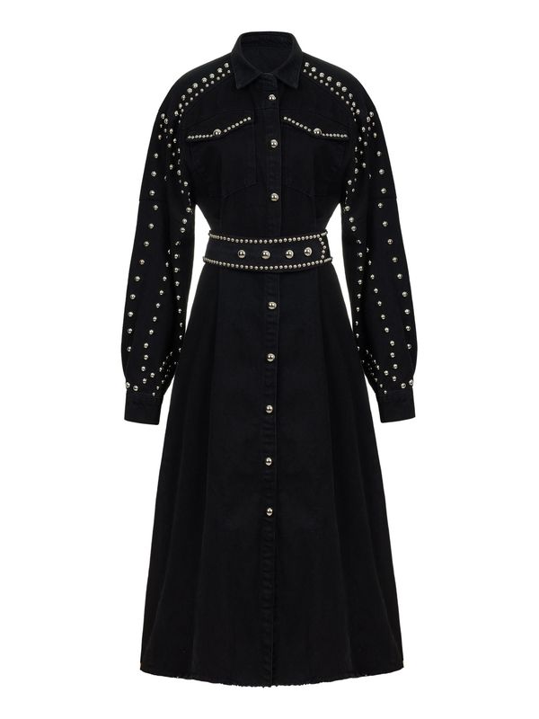 NOCTURNE NOCTURNE Dolga srajca  siva / črn denim