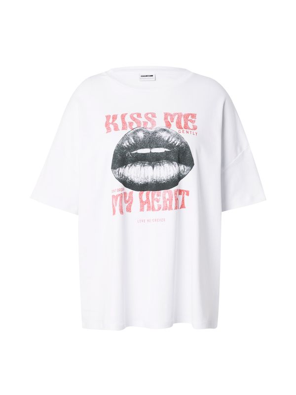 Noisy May Curve Noisy May Curve Majica 'NMIDA KIM LIPS'  rdeča / črna / bela