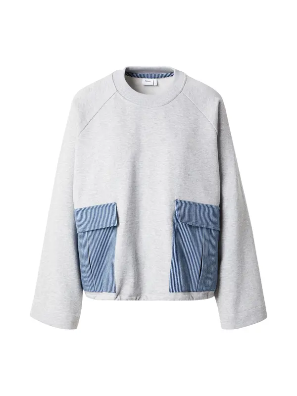 NÜMPH NÜMPH Majica 'NUZHELLY'  moder denim / svetlo siva / bela