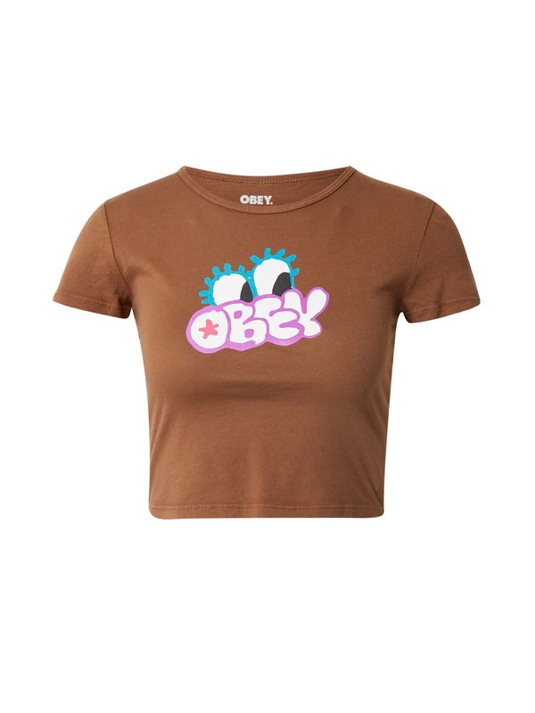 Obey Obey Majica  turkizna / kaki / orhideja / bela