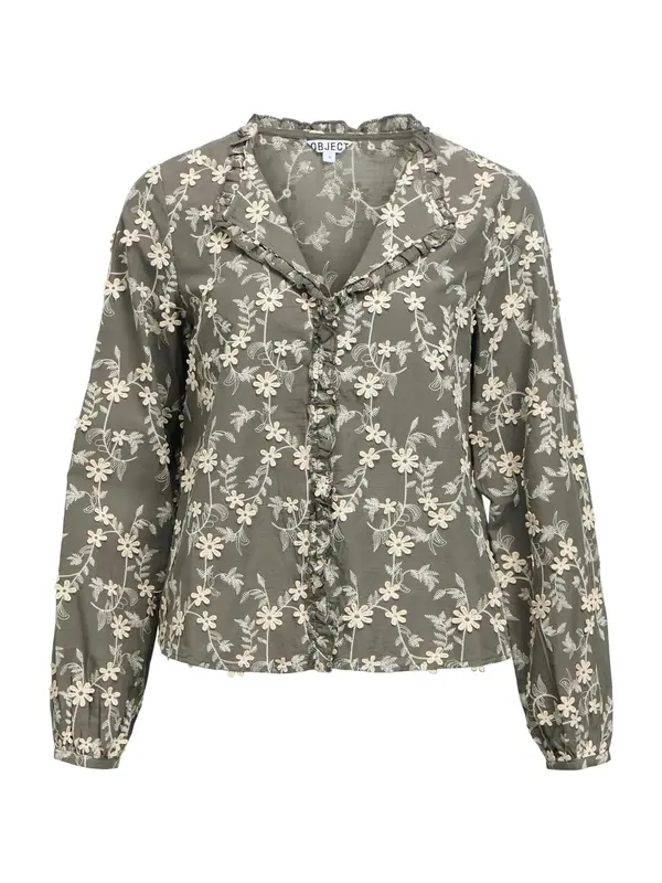 OBJECT OBJECT Bluza 'OBJKarli'  ecru / temno siva