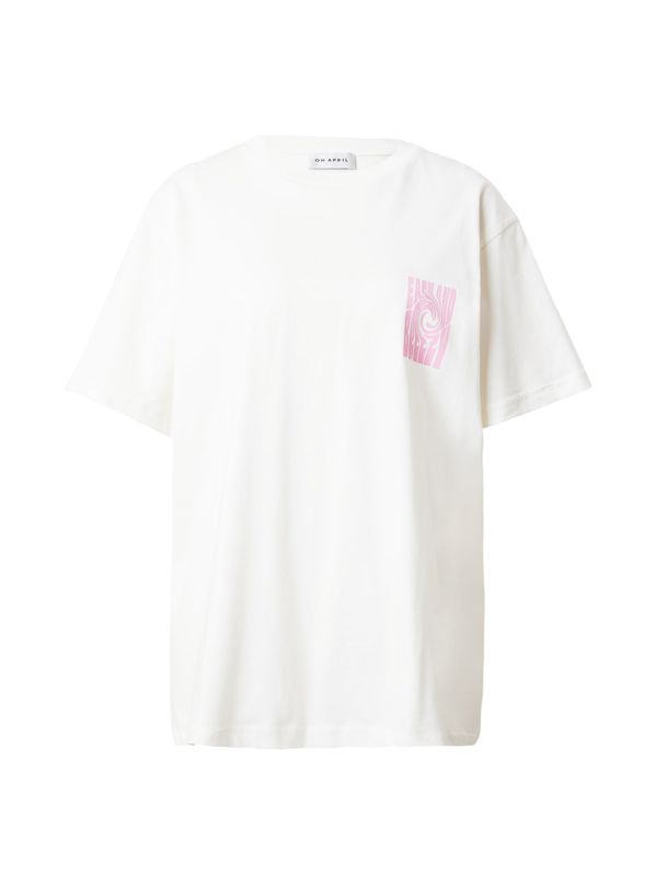 OH APRIL OH APRIL Majica 'Boyfriend T-Shirt Off White Breezy'  roza / bela