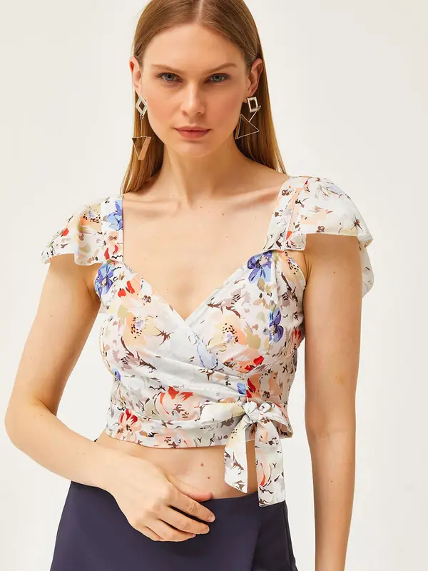 olalook olalook Bluza  kraljevo modra / rjava / oranžna / jajčna lupina