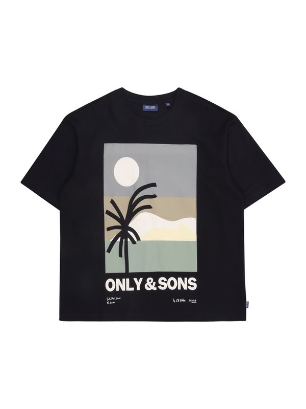 Only & Sons Junior Only & Sons Junior Majica 'OSJARTSY'  temno bež / nočno modra / golobje modra / pastelno zelena