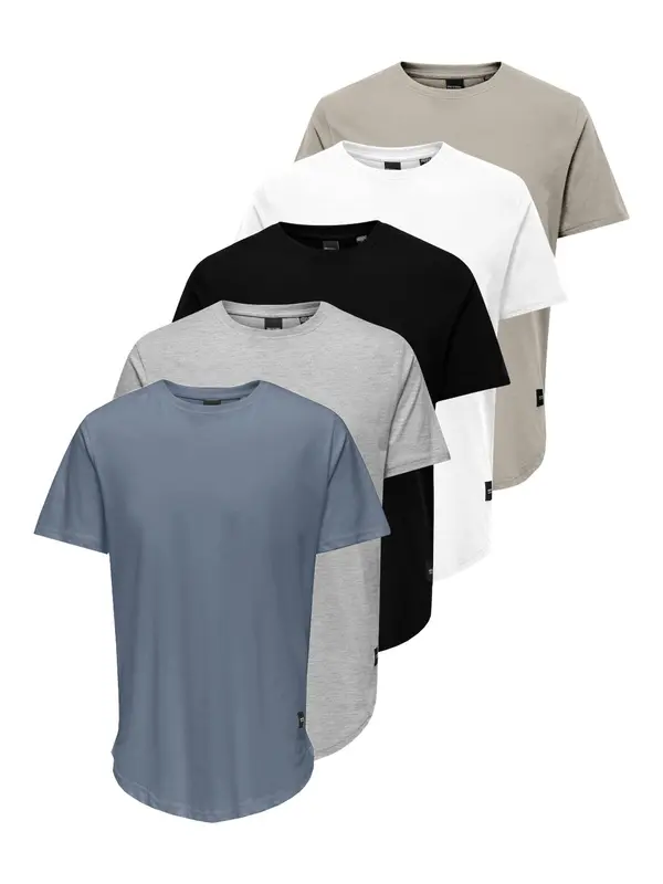 Only & Sons Only & Sons Majica 'MATT LONGY'  modra / siva / pegasto siva / bela