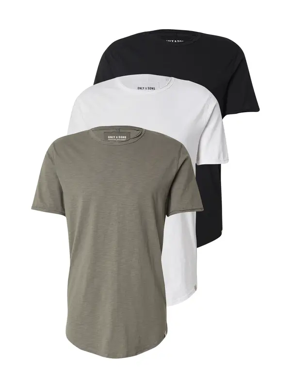 Only & Sons Only & Sons Majica 'ONSBENNE'  kaki / črna / bela