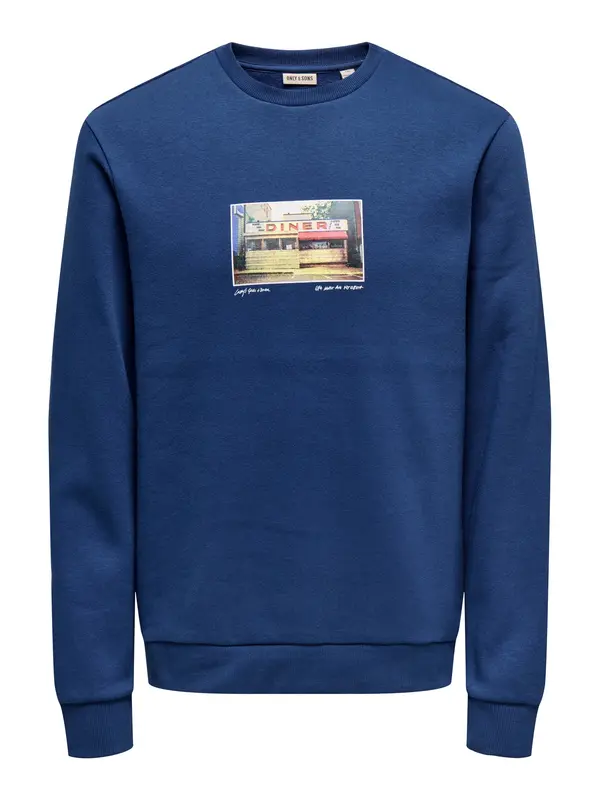 Only & Sons Only & Sons Majica 'ONSCERES'  modra / pastelno rumena / rdeča