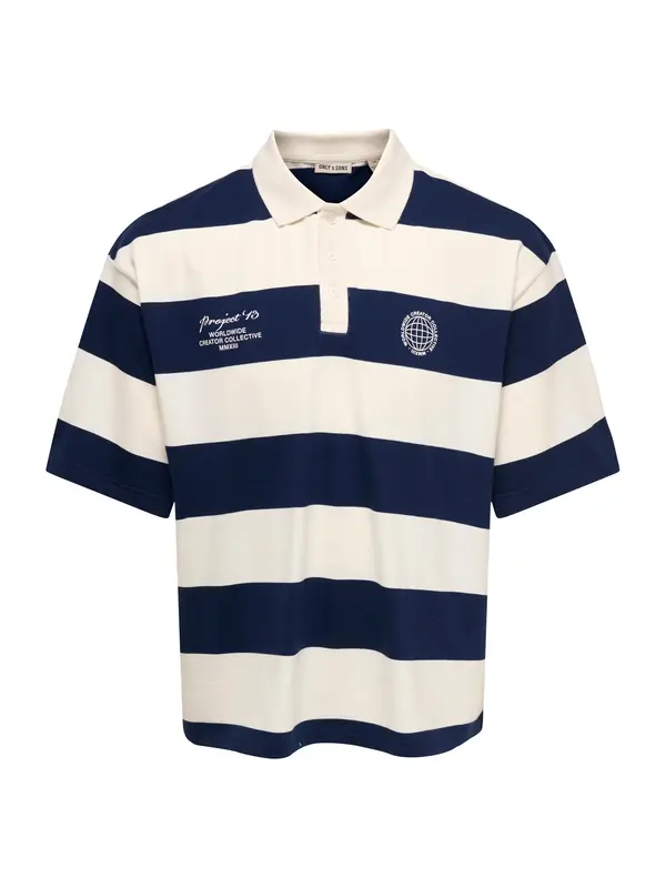 Only & Sons Only & Sons Majica 'ONSDEVIN'  marine / naravno bela