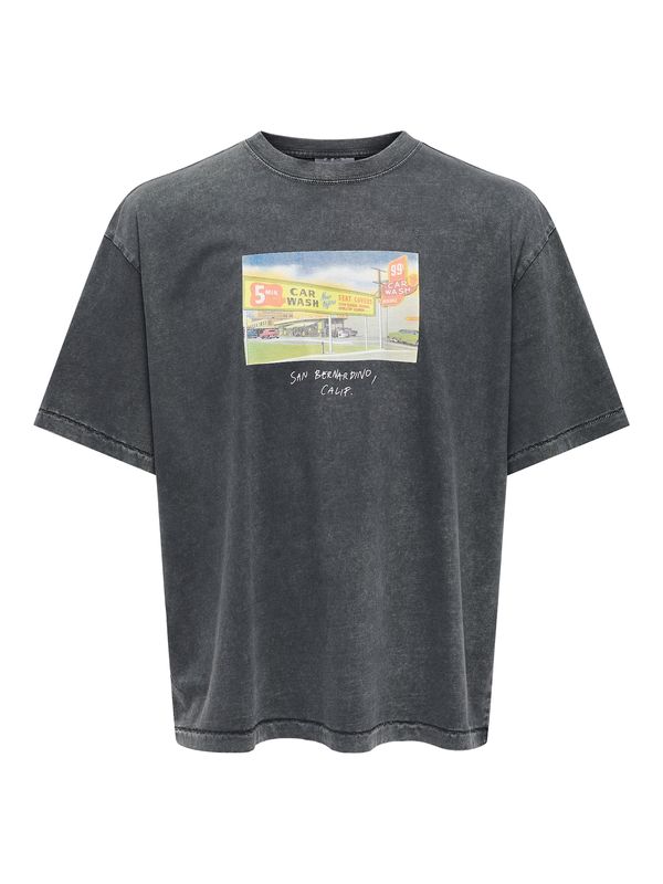 Only & Sons Only & Sons Majica 'ONSDEVIN'  nebeško modra / rumena / pastelno rdeča / črna