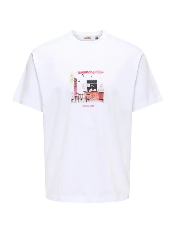 Only & Sons Only & Sons Majica 'ONSFRED'  temno oranžna / svetlo roza / črna / bela