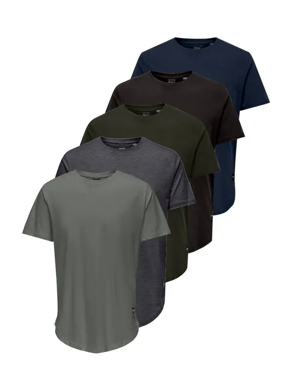 Only & Sons Only & Sons Majica 'ONSMATT LONGY'  mornarska / siva / pegasto siva / temno zelena / črna