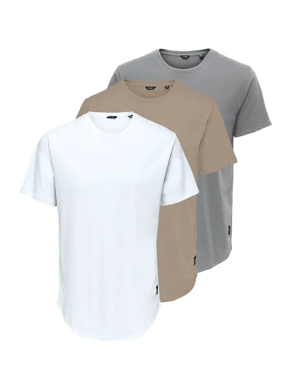 Only & Sons Only & Sons Majica 'ONSMATT'  temno bež / pegasto siva / bela