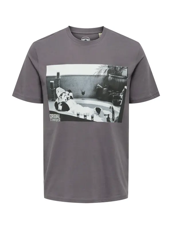 Only & Sons Only & Sons Majica 'ONSSTORMTROOPER'  siva / črna / bela