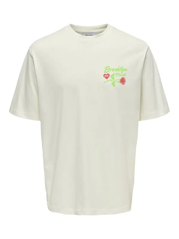 Only & Sons Only & Sons Majica 'Rylan'  svetlo zelena / rdeča / bela