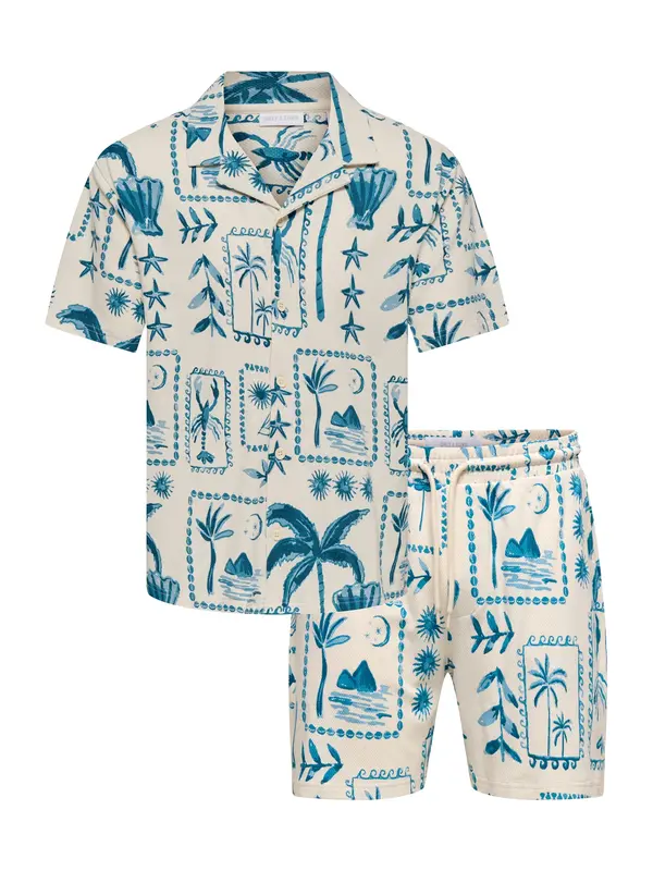 Only & Sons Only & Sons Obleka za doma 'ONSPIERO'  mornarska / azur / svetlo modra / off-bela