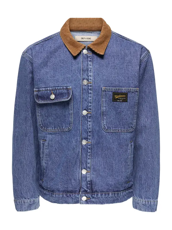 Only & Sons Only & Sons Prehodna jakna 'ONSTIMBER'  moder denim / rjava
