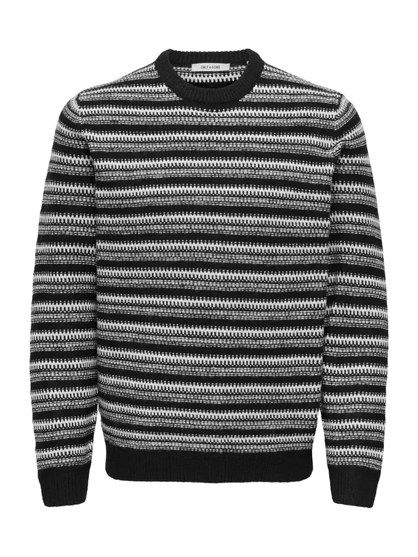 Only & Sons Only & Sons Pulover 'ONSMING'  črna / bela