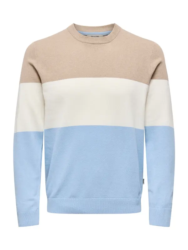 Only & Sons Only & Sons Pulover 'ONSRex'  kremna / svetlo modra / mokka