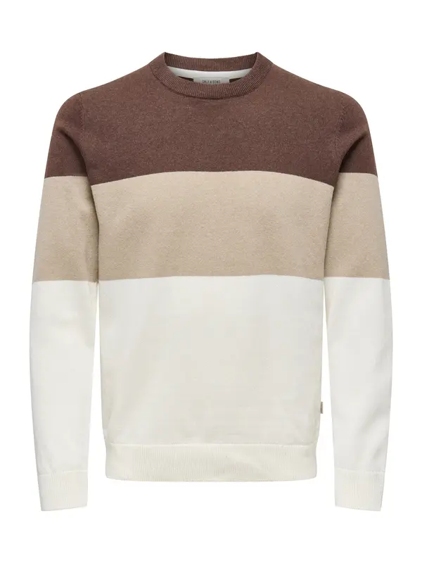 Only & Sons Only & Sons Pulover 'ONSREX'  temno rjava / volneno bela / naravno bela