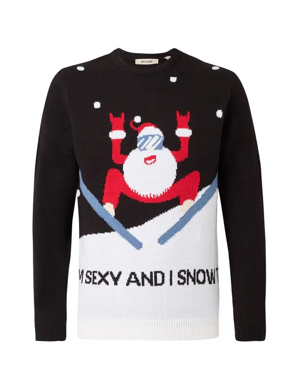 Only & Sons Only & Sons Pulover 'ONSXMAS'  svetlo modra / rdeča / črna / bela