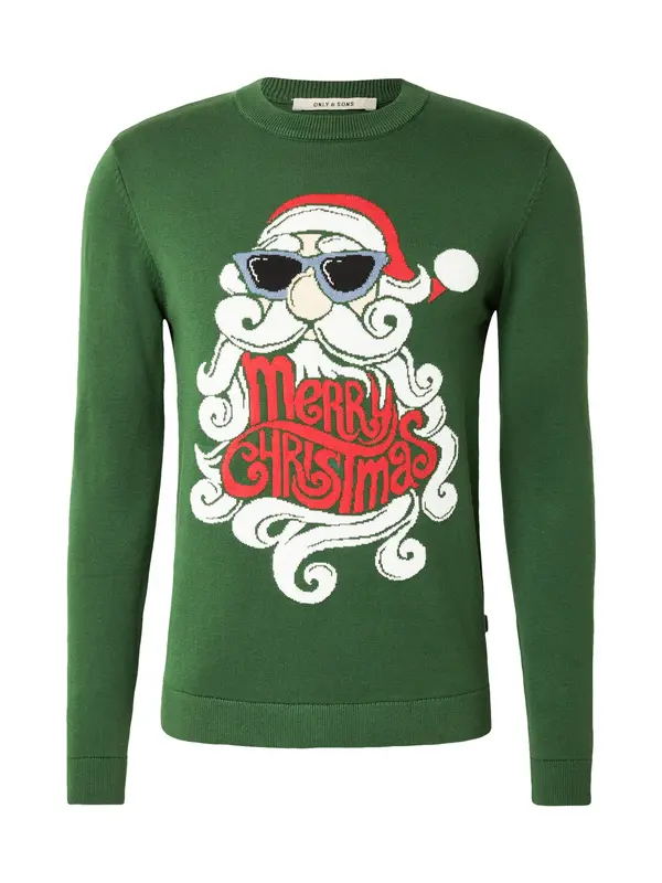 Only & Sons Only & Sons Pulover 'ONSXmas'  svetlo modra / zelena / rdeča / bela