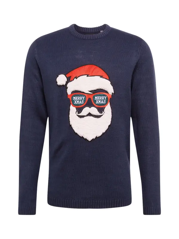 Only & Sons Only & Sons Pulover 'XMAS'  kremna / temno modra / temno zelena / rdeča