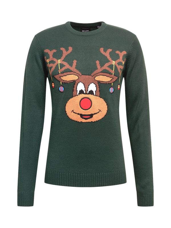 Only & Sons Only & Sons Pulover 'XMAS'  modra / rjava / svetlo rjava / temno zelena / rdeča