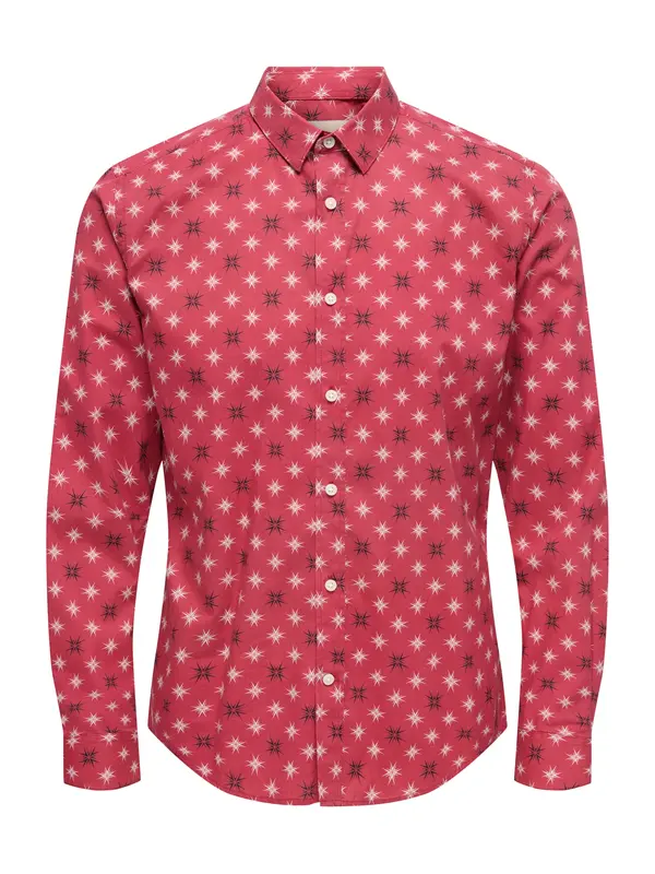 Only & Sons Only & Sons Srajca 'ONSElf Xmas'  brusnica / črna / bela