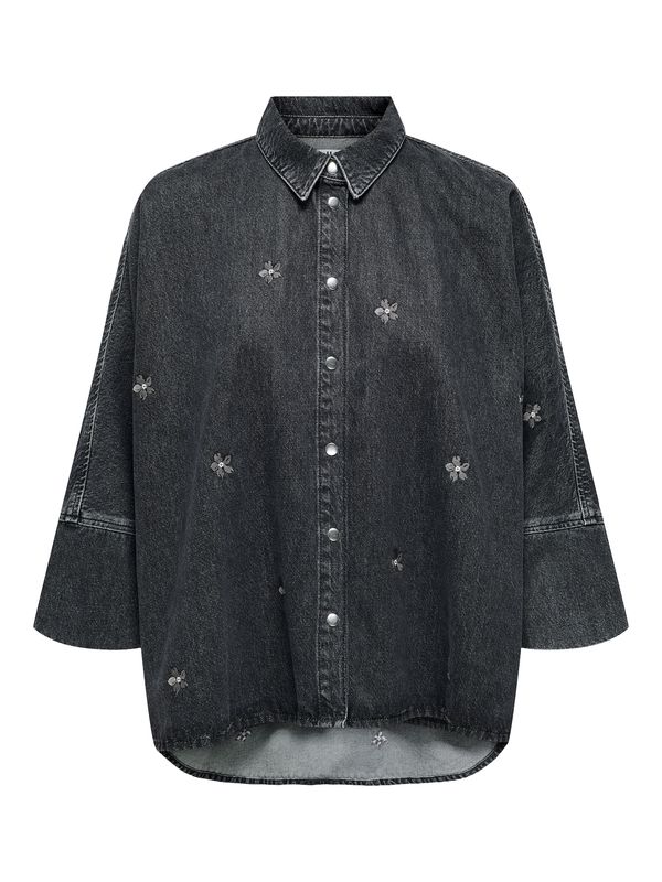 ONLY ONLY Bluza 'ONLGrace'  siva / črn denim / bela