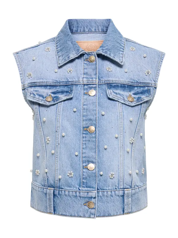 ONLY ONLY Brezrokavnik 'ONLONUR'  moder denim / biserno bela