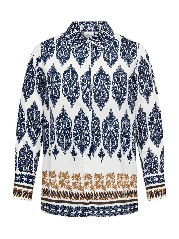 ONLY Carmakoma ONLY Carmakoma Bluza 'CARHavana'  modra / karamel / bela