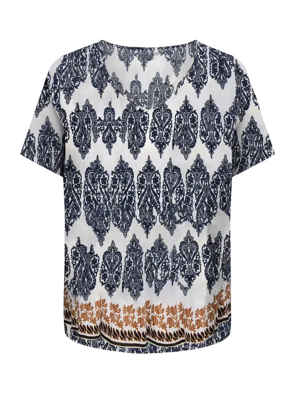 ONLY Carmakoma ONLY Carmakoma Bluza 'CARHavana'  temno modra / karamel / bela