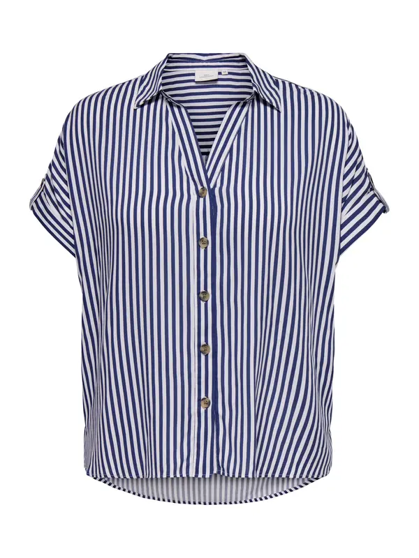 ONLY Carmakoma ONLY Carmakoma Bluza 'CARYasmin'  temno modra / bela