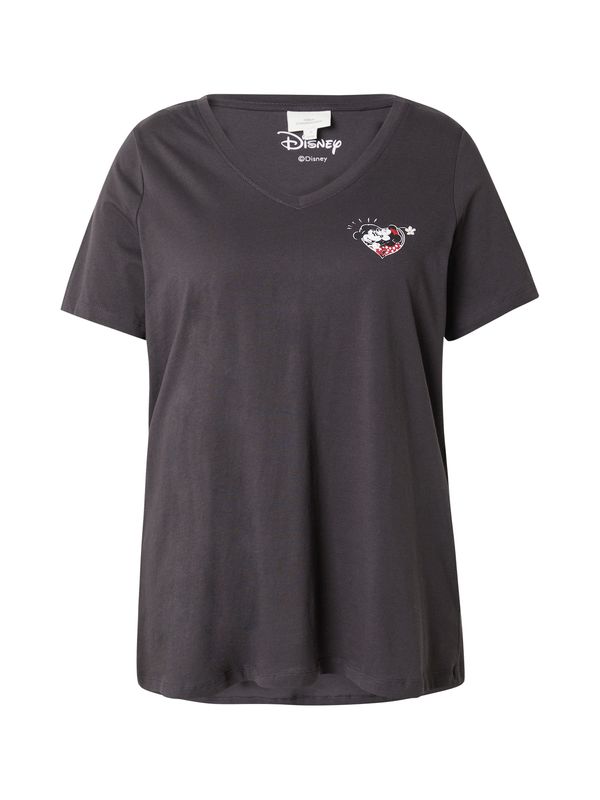 ONLY Carmakoma ONLY Carmakoma Majica 'CARMickey'  temno siva / temno rdeča / črna / bela