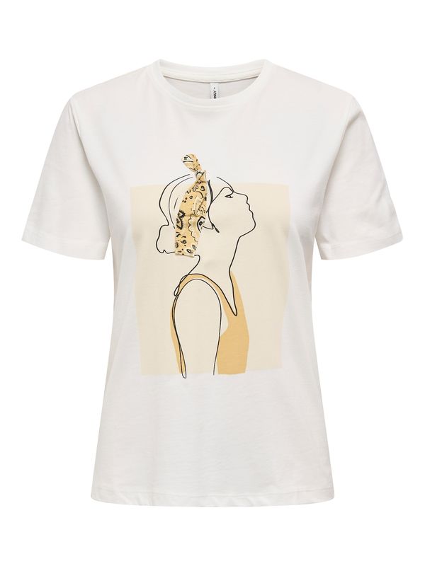 ONLY ONLY Majica  bež / rumena / črna / bela