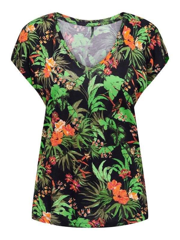 ONLY ONLY Majica 'FLAWSOME'  nočno modra / zelena / oranžna