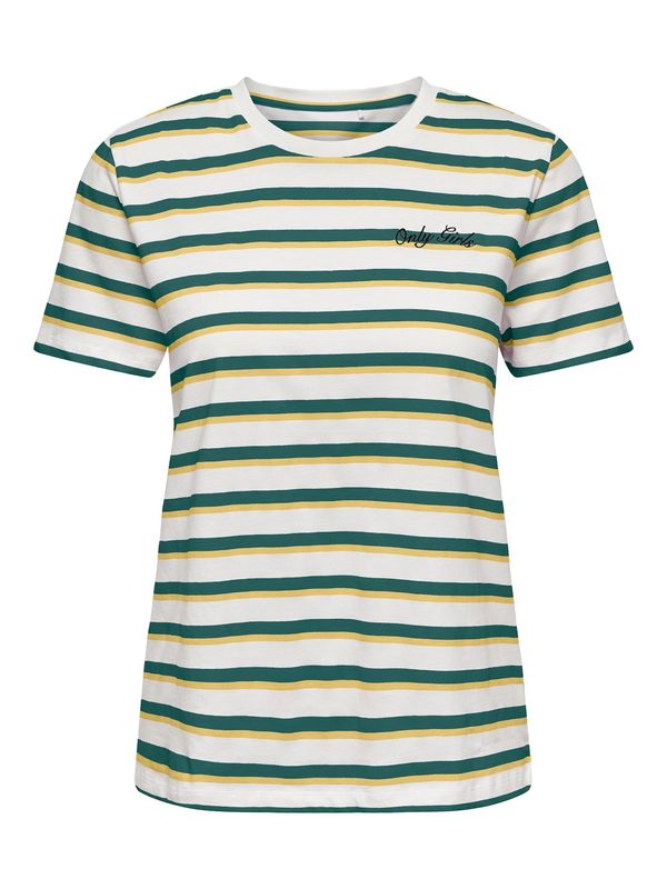 ONLY ONLY Majica 'Inc'  rumena / temno zelena / črna / bela